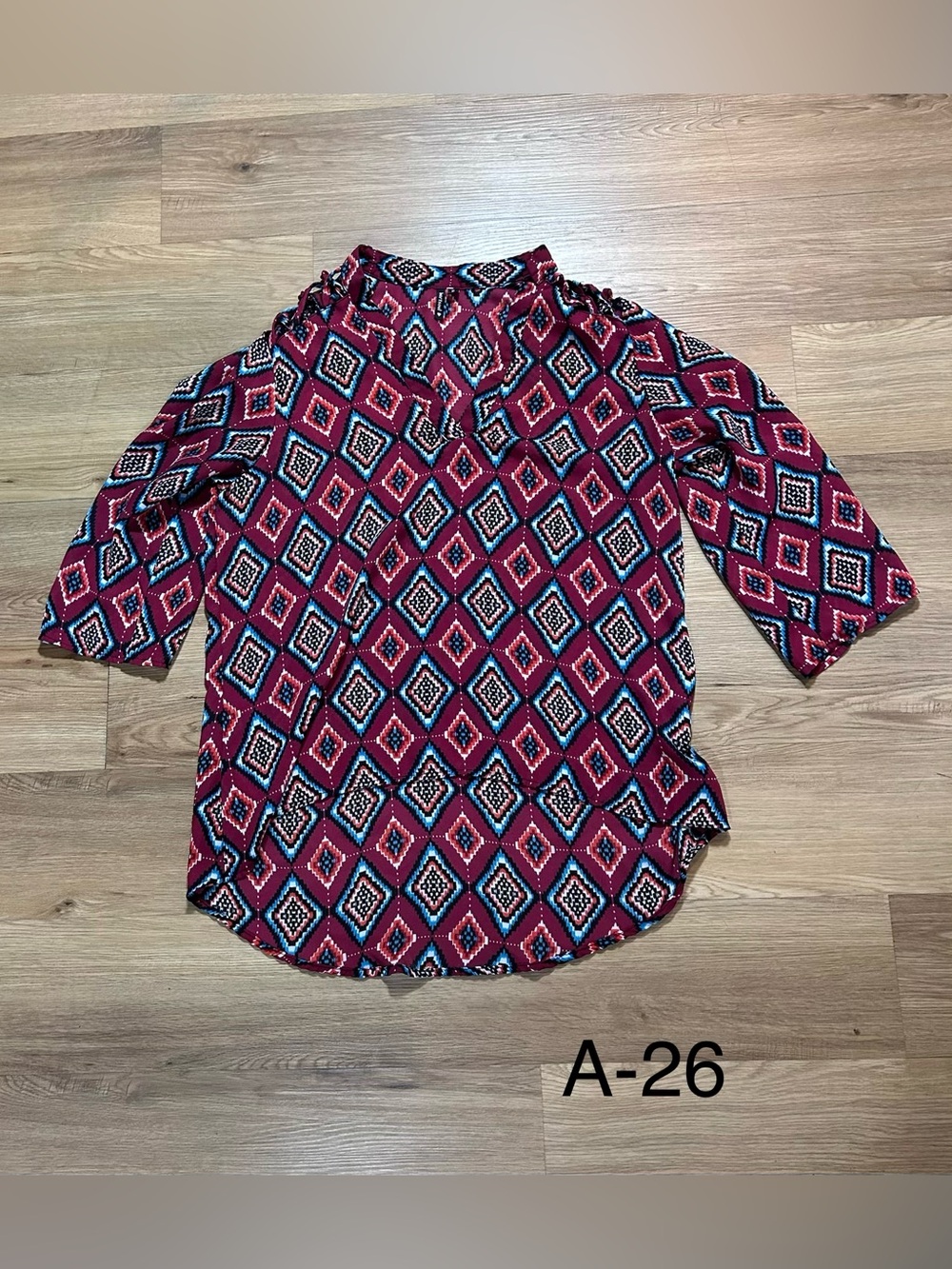 HeartSoul Women’s XL Burgundy Geometric Cold Shoulder Boho Tunic Blouse